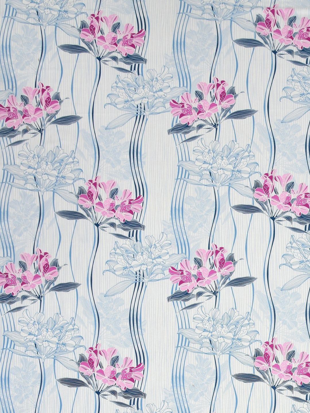 BOMBAY DYEING Pink & Blue Floral Pure Cotton 120 TC Queen Bedsheet Set 2.24 x 2.54 Mts