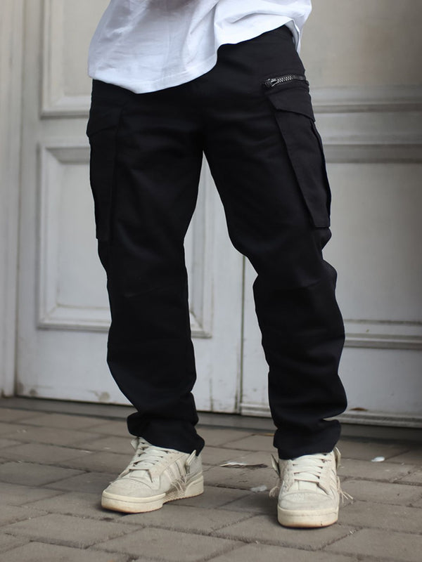 Powerlook Men Black Clean Look Pure Cotton Cargo Jeans