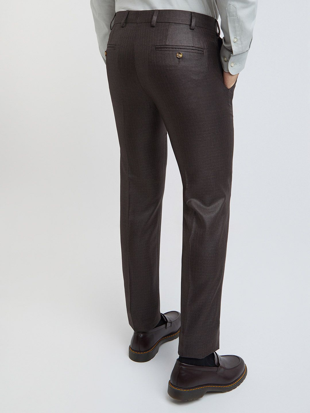Raymond Men Self Design Textured Slim Fit Formal Trousers