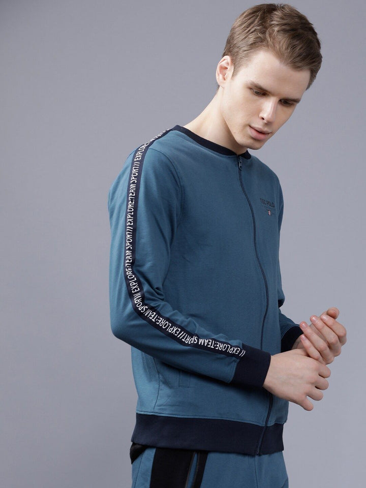 The Indian Garage Co Men Teal Blue Solid Sweatshirt