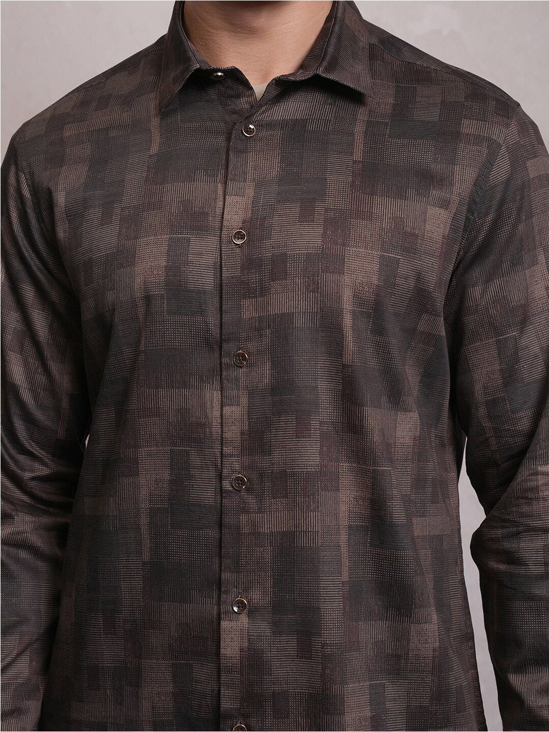 LOCOMOTIVE Geometric Printed Slim Fit Satin Party Shirt