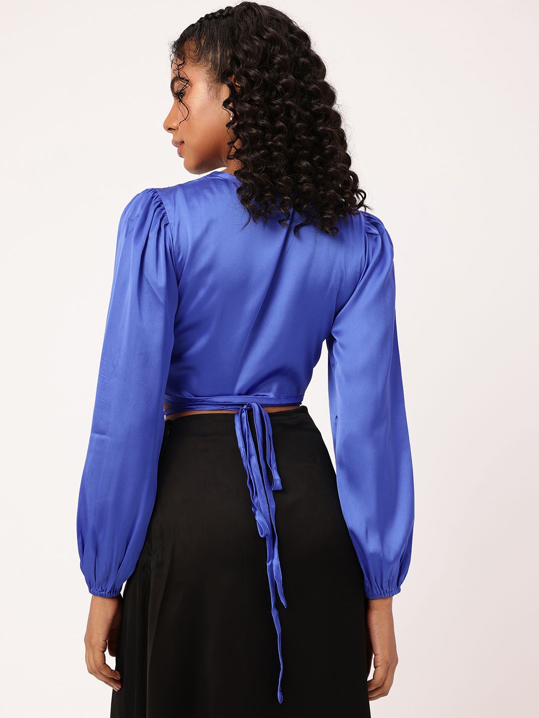DressBerry Statement Tie-Up Satin Finish Top