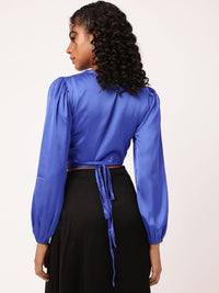 DressBerry Statement Tie-Up Satin Finish Top
