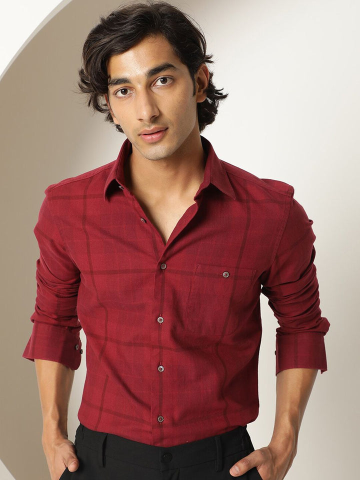 RARE RABBIT Men Gareth Checked Slim Fit Cotton Shirt