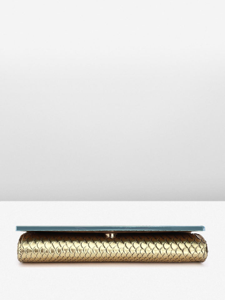 Lino Perros Women Snake Skin Textured Foldover Clutch