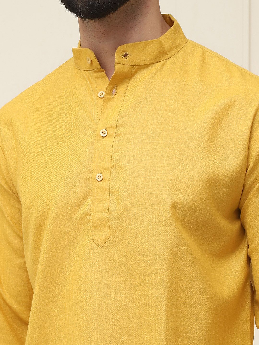 SOJANYA Men Mustard Yellow Solid Kurta