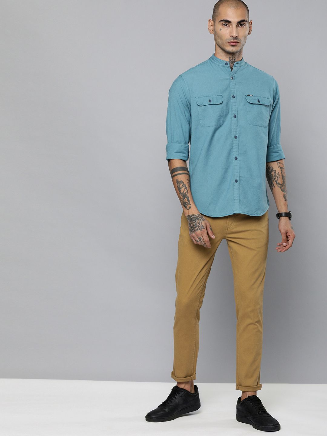 The Indian Garage Co Men Khaki Slim Fit Chinos Trousers