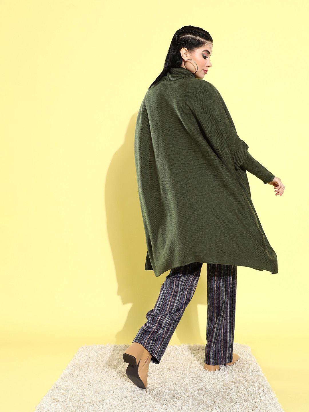 DressBerry Women Turtle Neck Longline Poncho