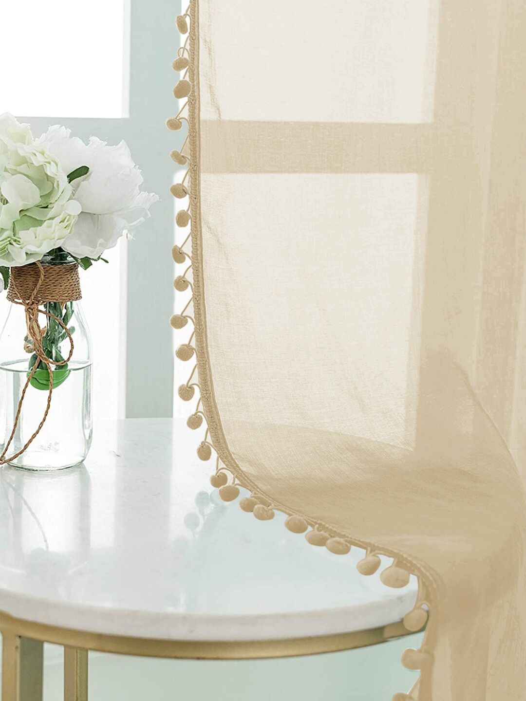 URBAN SPACE Taupe 2-Pieces Sheer Window Curtains
