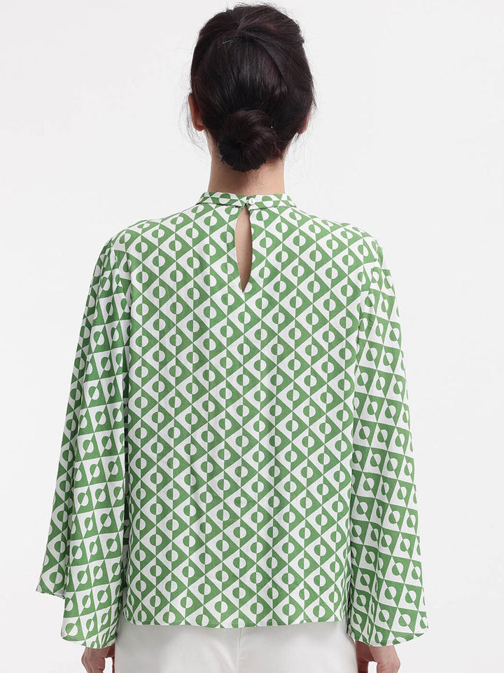 RAREISM Geometric Print Cotton Boxy Top