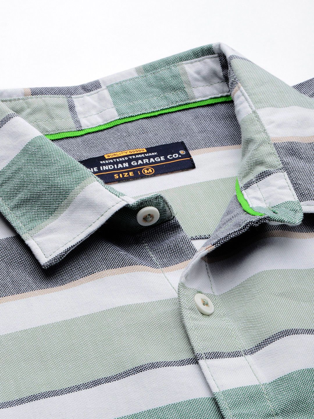 The Indian Garage Co Smart Slim Fit Horizontal Striped Cotton Casual Shirt