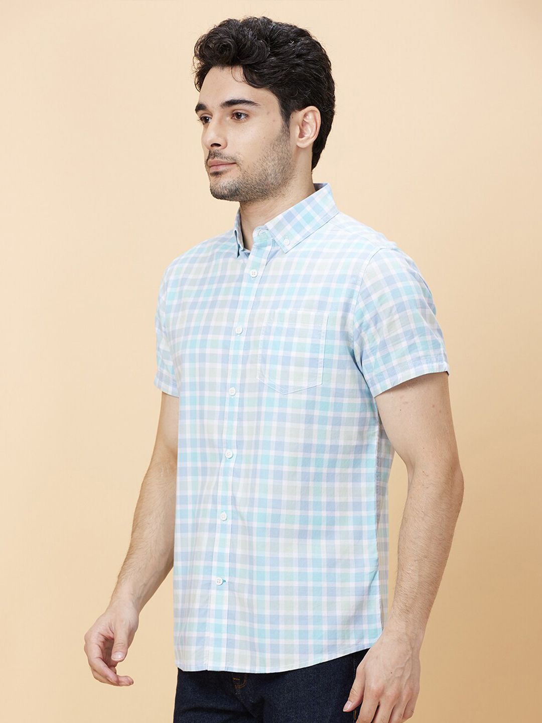 Being Human Men Slim Fit Tartan Checks Button-Down Collar Opaque Checked Casual Shirt