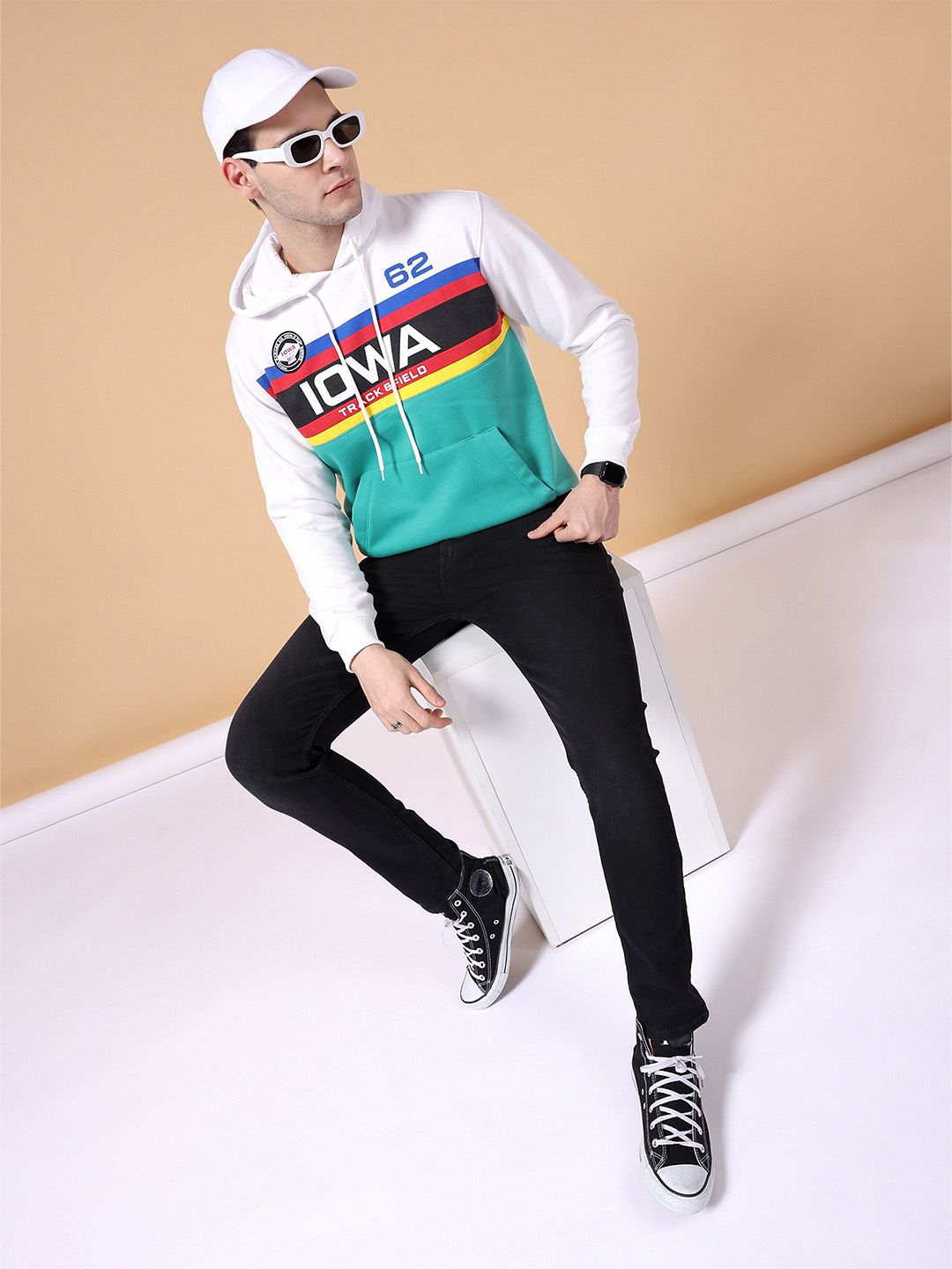 The Indian Garage Co Typography Printed Hooded Sweatshirt