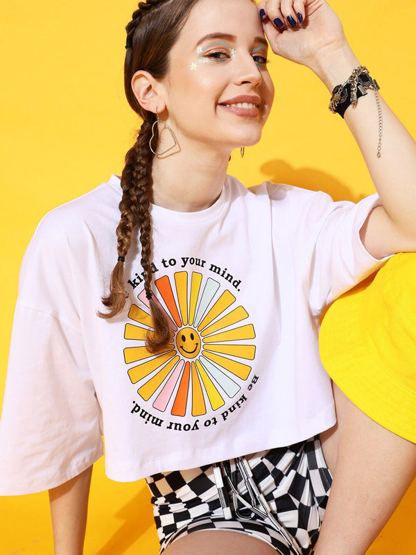 STREET 9 Women Classic White Printed Tshirt