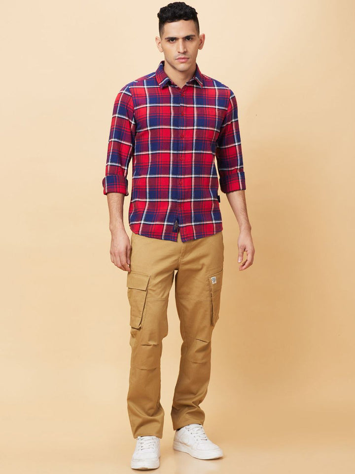 Being Human Men Pure Cotton Slim Fit Tartan Checks Opaque Checked Casual Shirt