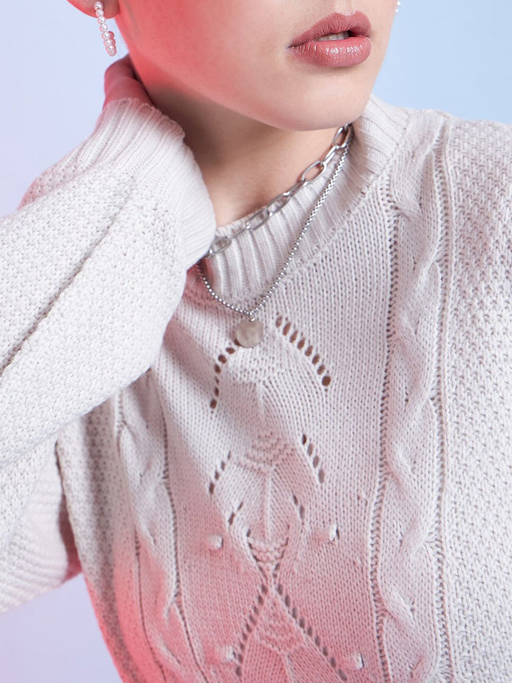 STREET 9 Self Design Acrylic Pullover