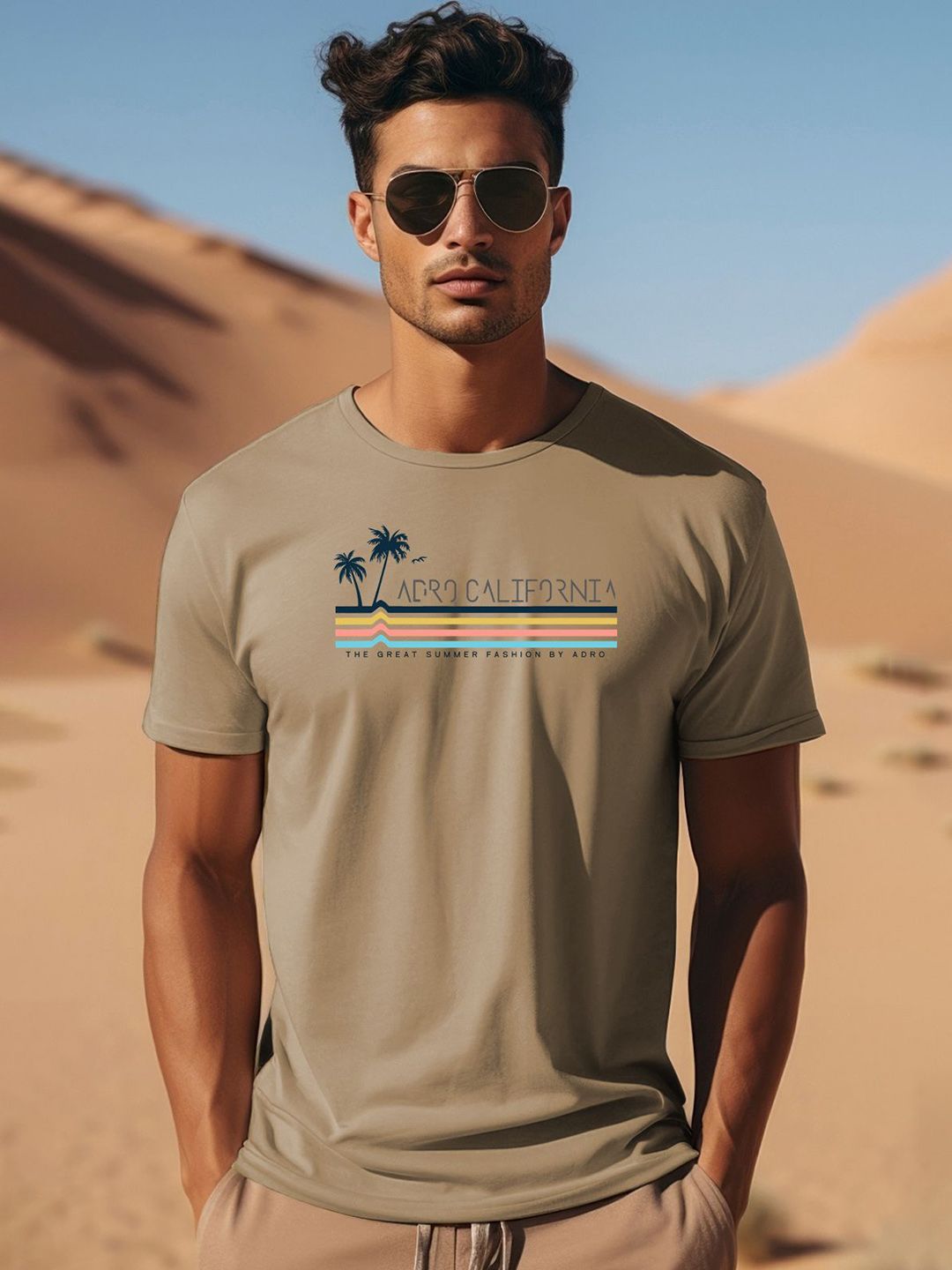 ADRO Typography Printed Round Neck Pure Cotton T-shirt