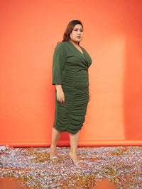 SASSAFRAS Curve Plus Size Bodycon Midi Dress
