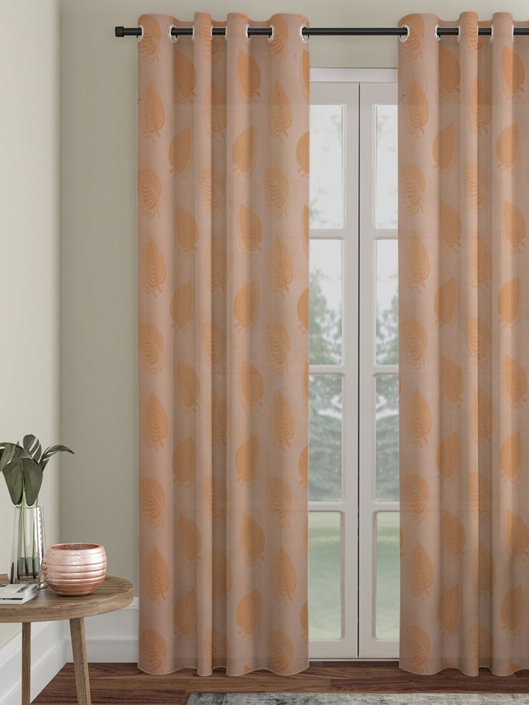 HOSTA HOMES Brown Floral Window Curtain