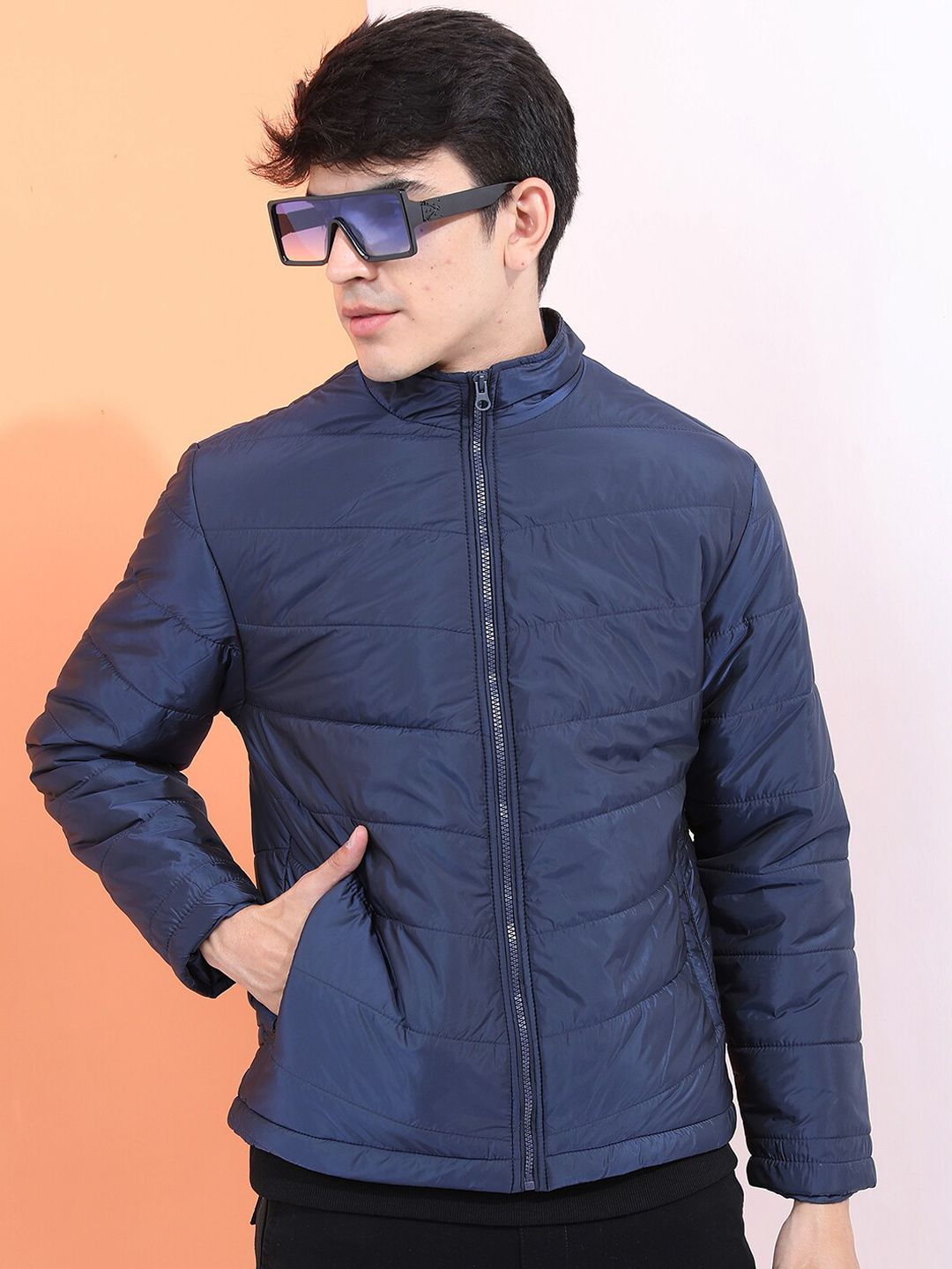 HIGHLANDER Men Navy Blue Padded Jacket
