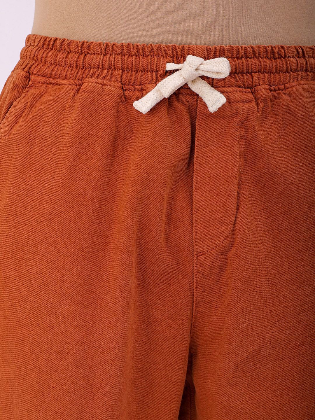 The Indian Garage Co Men Baggy Fit Cotton Elasticated Waist Jeans
