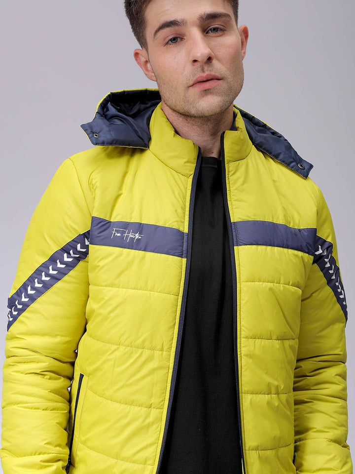 The Indian Garage Co Men Colourblocked Puffer Jacket with Patchwork