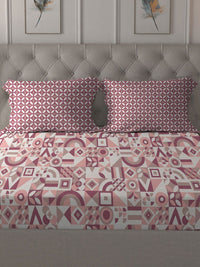 MYTRIDENT Magnolia Pink Comfort Living Flat 120TC Queen Cotton Bedsheet & 2 Pillow Covers