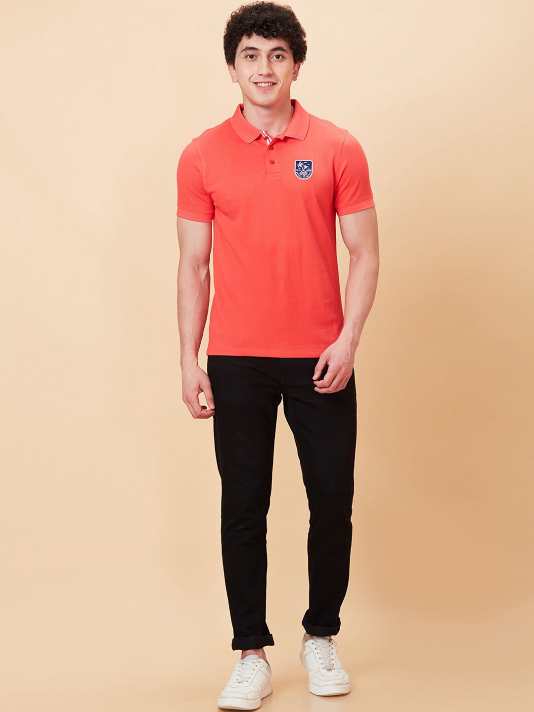 Being Human Polo Collar Applique Short Sleeves T-shirt