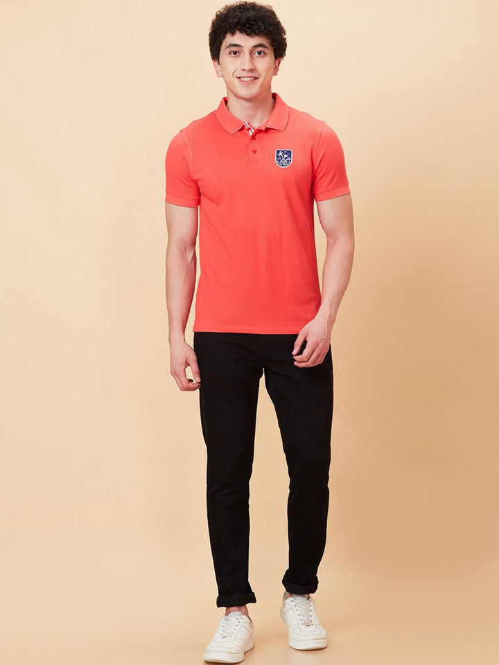 Being Human Polo Collar Applique Short Sleeves T-shirt