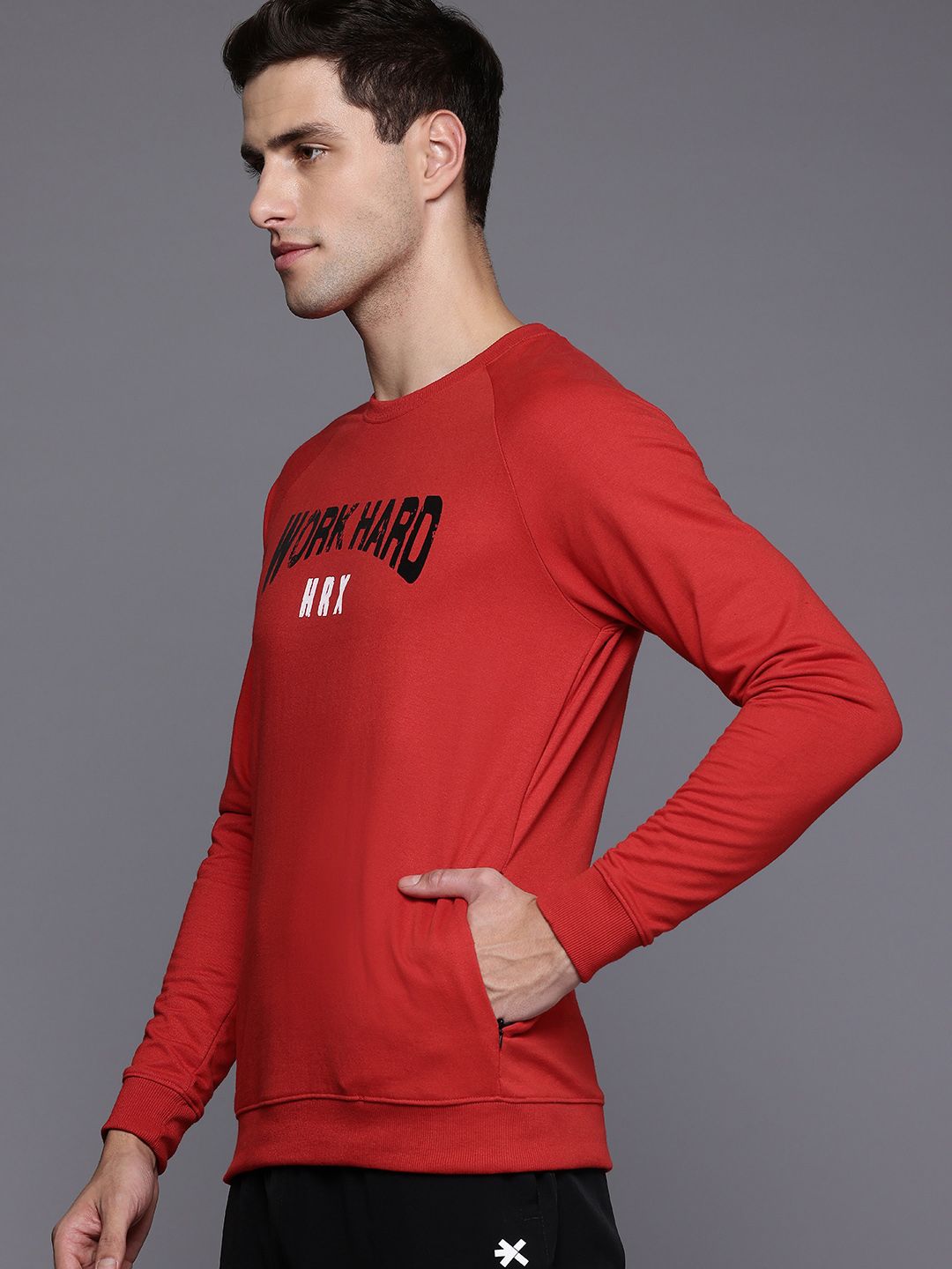 HRX by Hrithik Roshan Typography Raglan Sleeve Sweatshirt