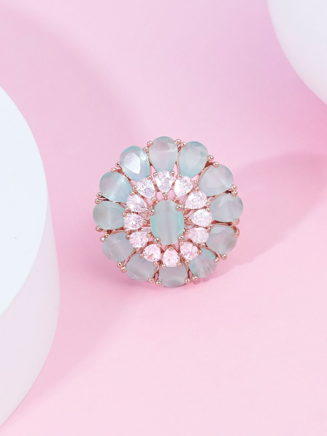 Zaveri Pearls Rose Gold-Plated CZ-Studded Adjustable Finger Rings