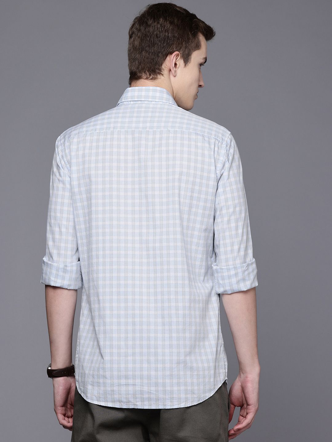 Raymond Pure Cotton Slim Fit Checked Casual Shirt