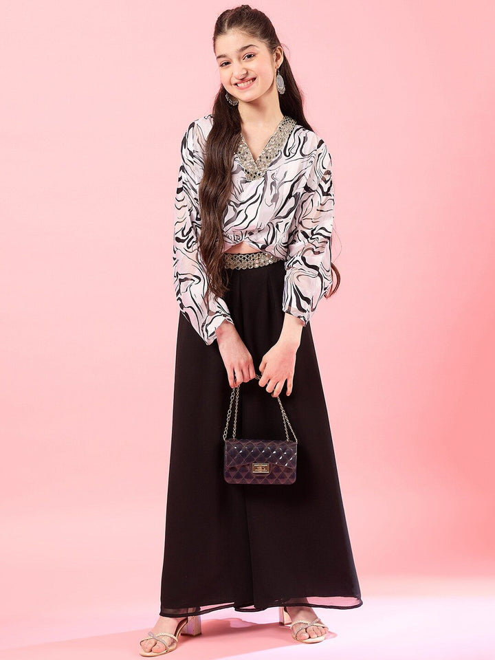 pspeaches Girls Printed Top with Palazzos