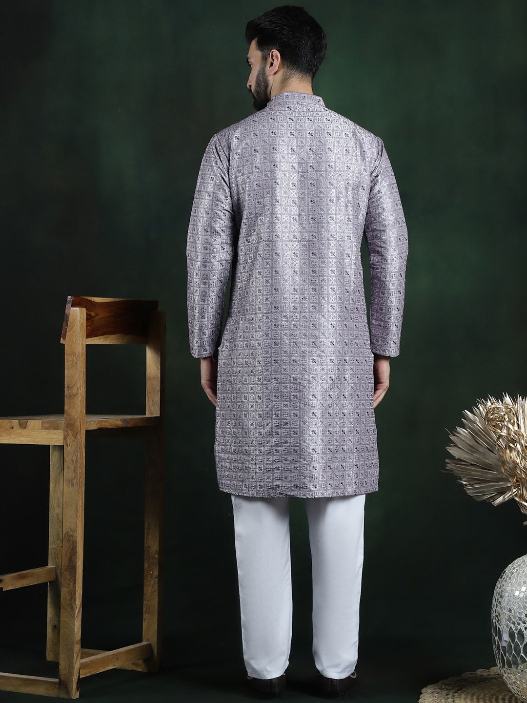 SOJANYA LUXE Ethnic Motifs Embroidered Regular Thread Work Kurta with Pyjamas