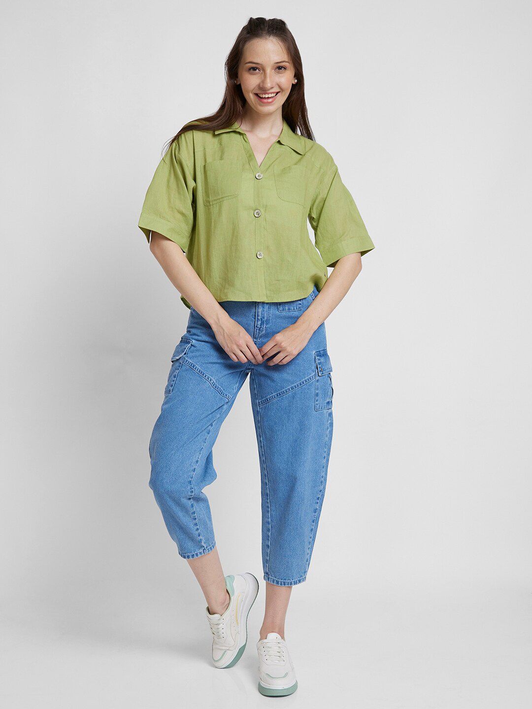SPYKAR Classic Boxy Fit Opaque Linen Casual Shirt