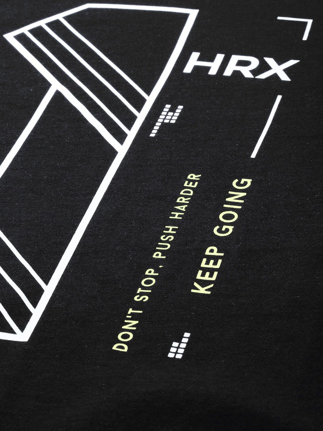 HRX by Hrithik Roshan Men Black Solid Typography Lifestyle Pure Cotton T-shirt