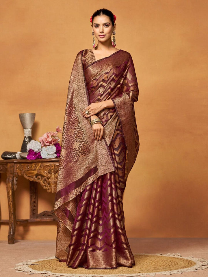 KALINI Woven Design Zari Organza Heavy Work Banarasi Saree