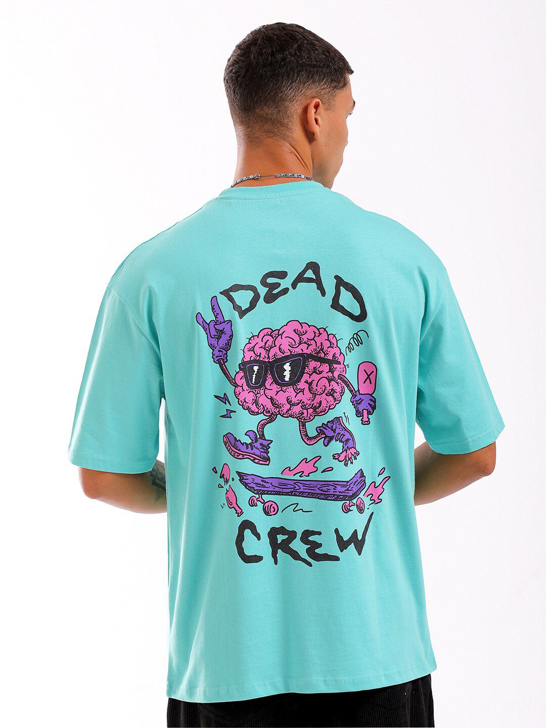 The Indian Garage Co Men Back Printed Round Neck Boxy Oversized T-shirt