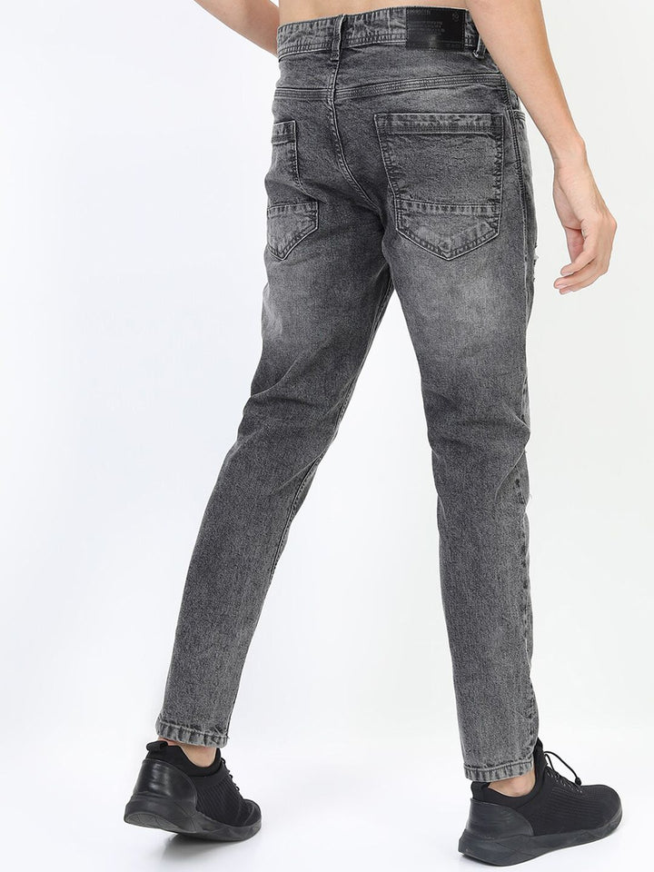 LOCOMOTIVE Men Grey Tapered Fit Mildly Distressed Stretchable Jeans