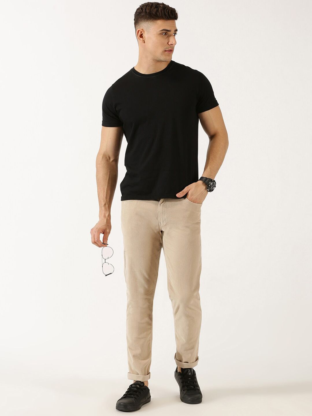 Thomas Scott  Men Regular Fit Corduroy Chinos Trousers
