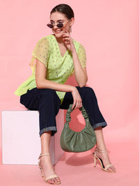 STREET 9 Lime Green Embellished Top