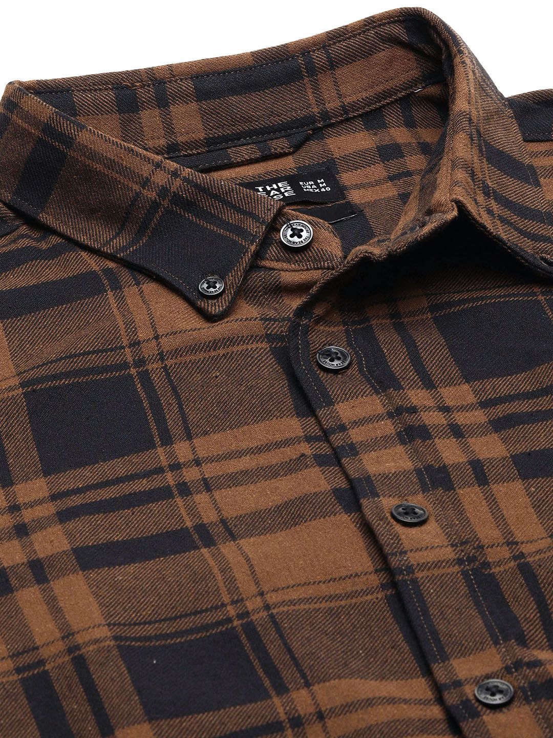 THE BEAR HOUSE Men Brown Slim Fit Pure Cotton Checked Flannel Casual Shirt