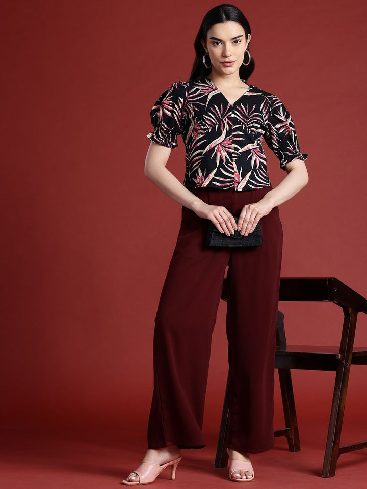 all about you Print Puff Sleeve Empire Top
