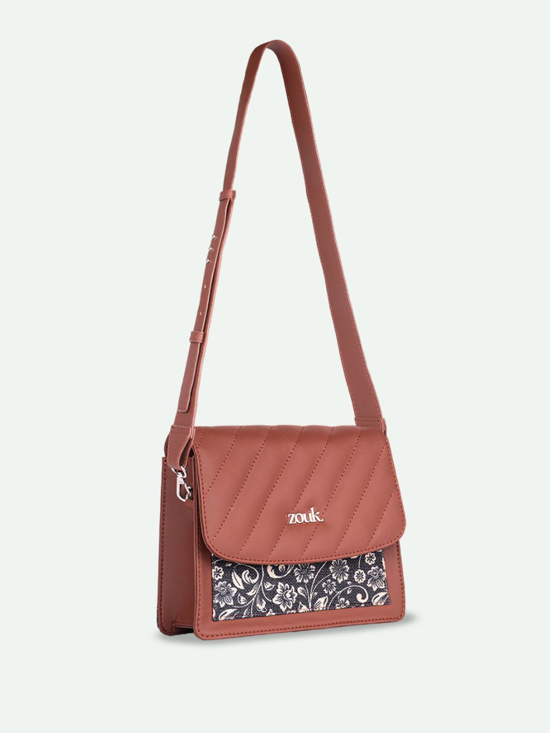 ZOUK Wanita Solid Structured Beg Bahu Tali Selendang boleh tanggal dengan berjumbai