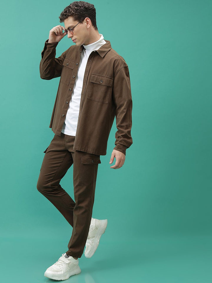 Lelaki Highlander Tapered Fit Plain Mid-Rise Cotton Cargos
