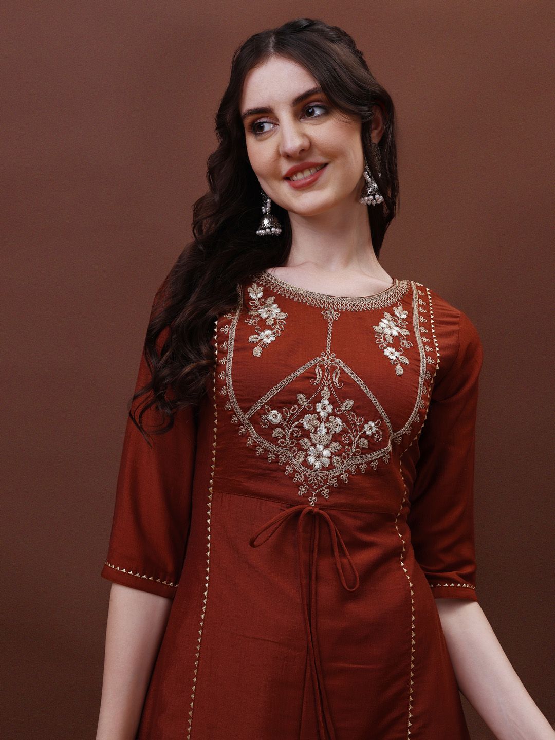 KALINI Yoke Design Regular Gotta Patti Kurta with Palazzos & Dupatta