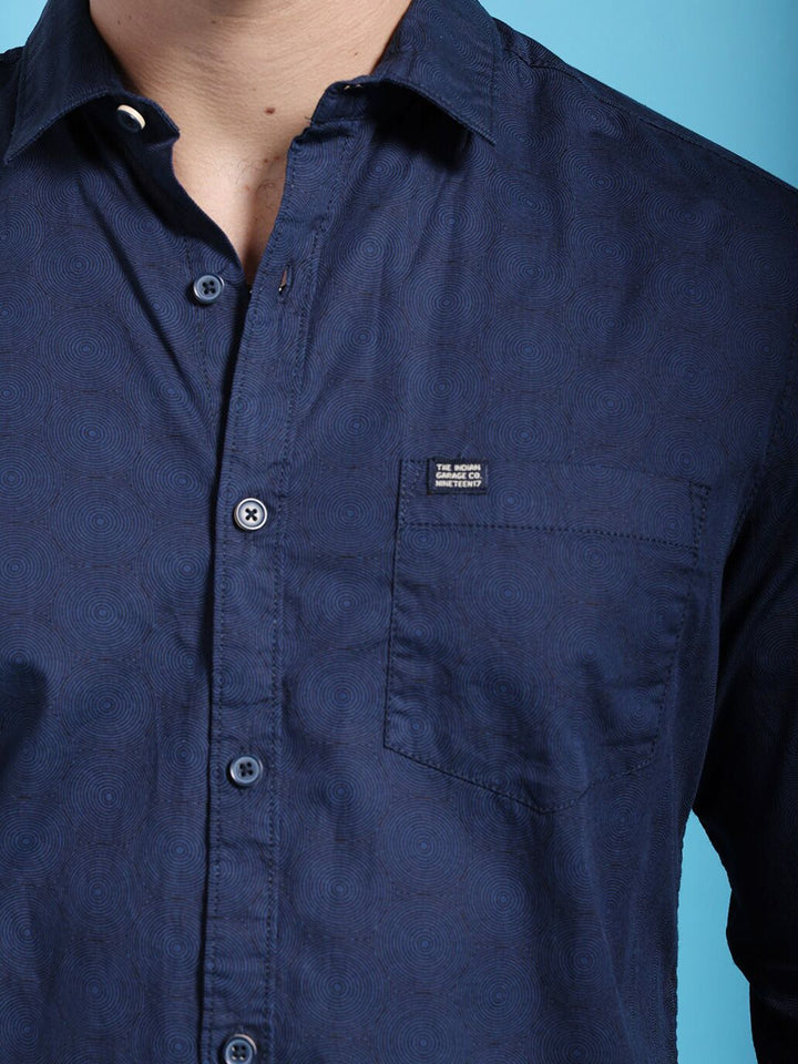The Indian Garage Co Spread Collar Slim Fit Abstract Printed Casual Pure Cotton Shirt