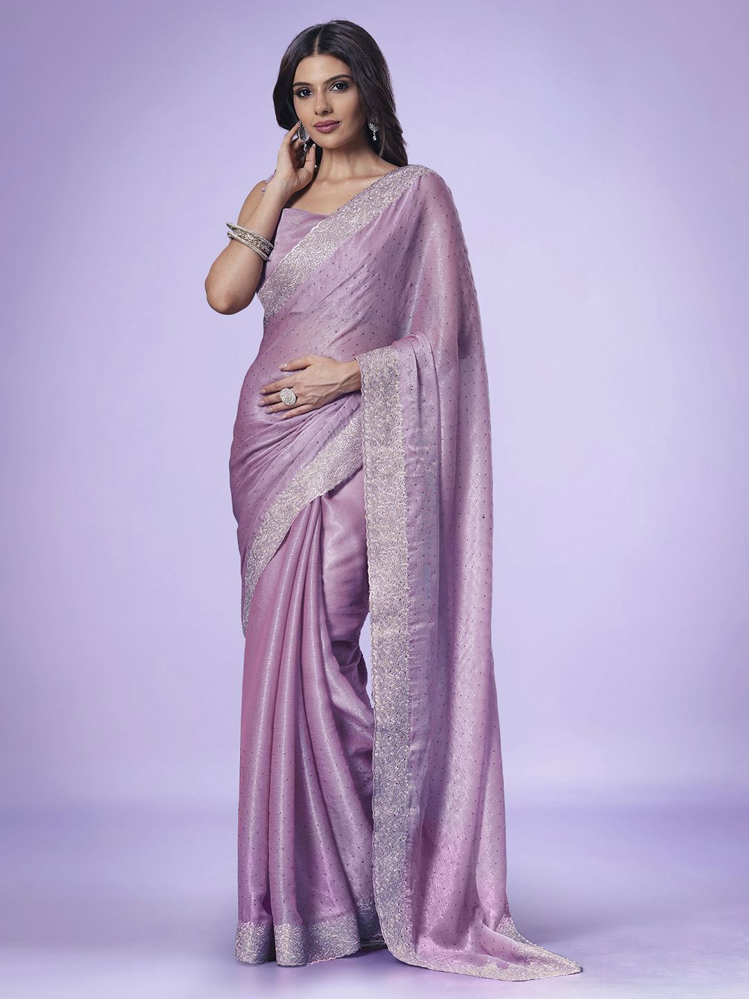 House Of Pataudi Women Embroidered Beads and Stones Saree