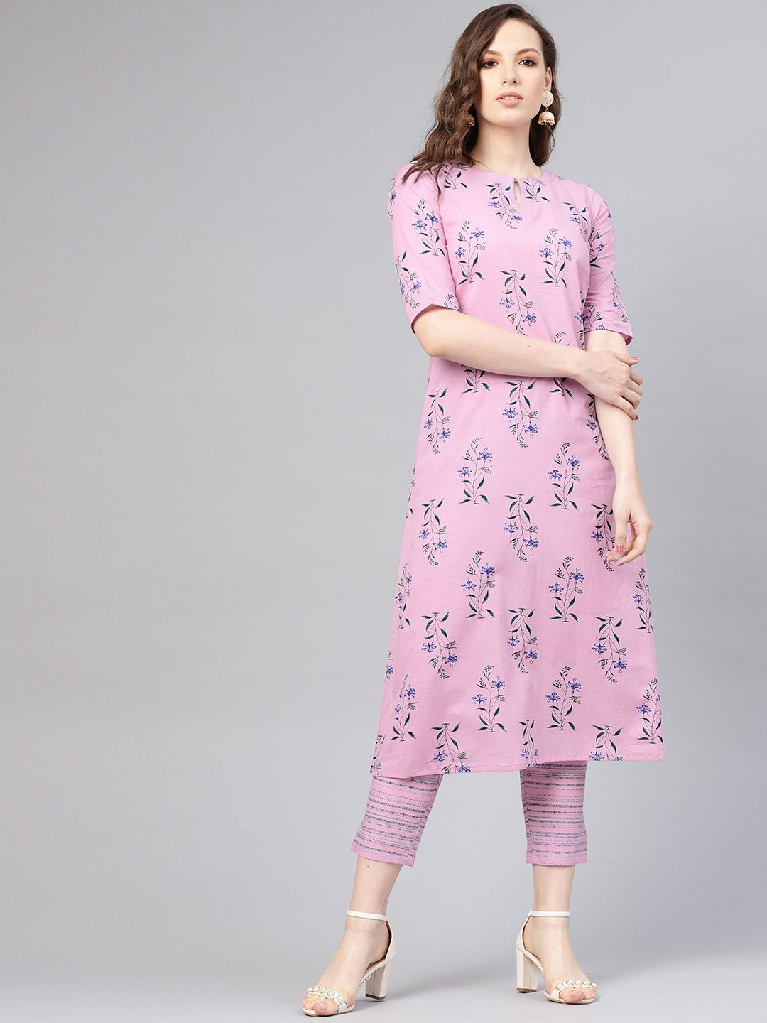 Libas Floral Bliss Side Pocket Cotton Kurta Set