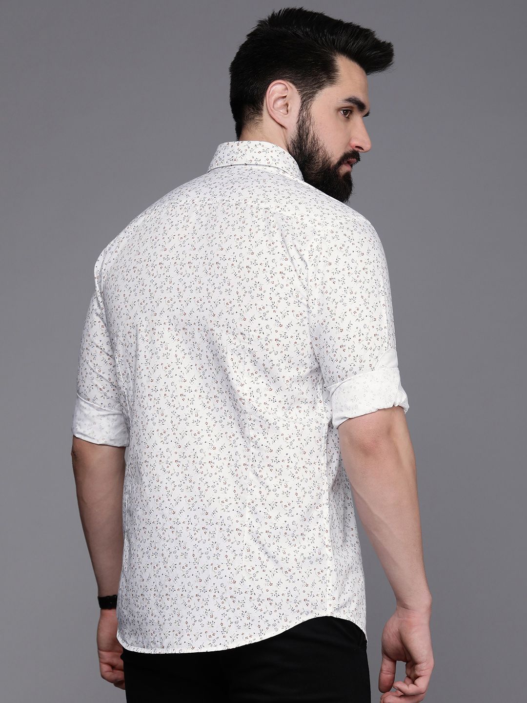 Raymond Men Slim Fit Floral Printed Pure Cotton Casual Shirt